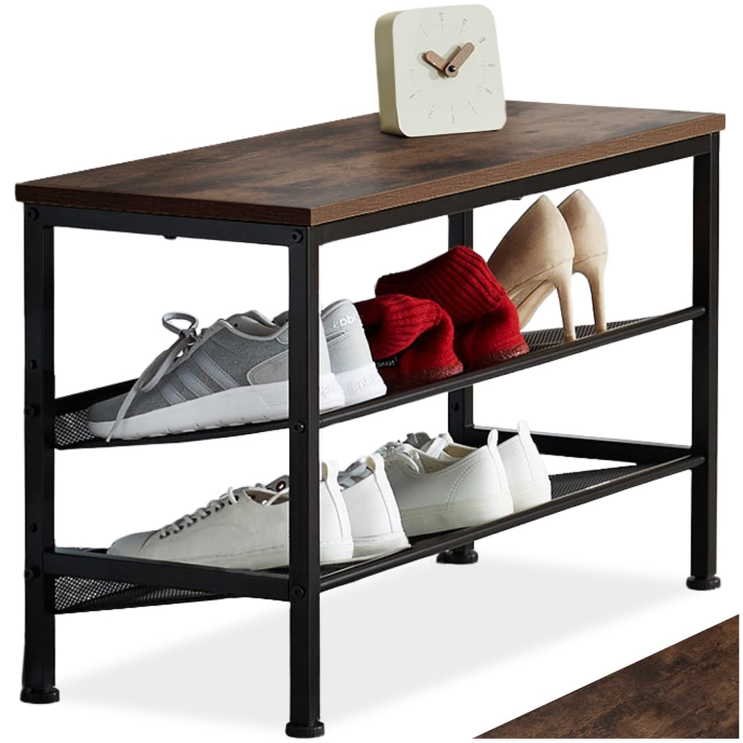 Schuhregal Derry 75,5x30,5x45,5cm - Industrial Holz dunkel, rustikal