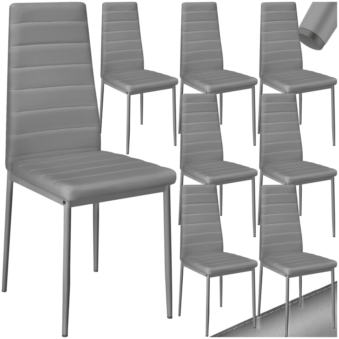 Esszimmerstühle Kunstleder - grau, 8er Set