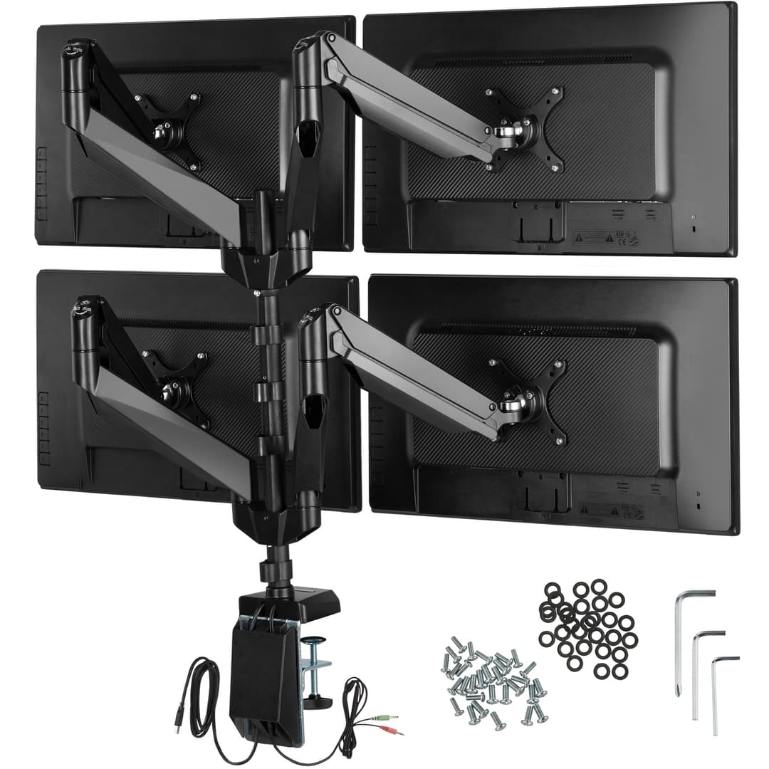 Monitor Tischhalterung für 4 Monitore von 13" bis 32" - schwarz