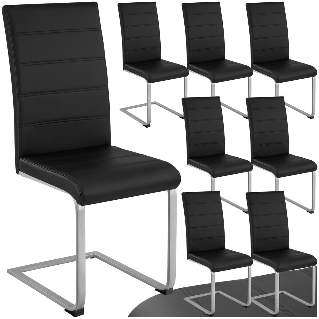 Schwingstühle, Kunstleder - schwarz, 8er Set