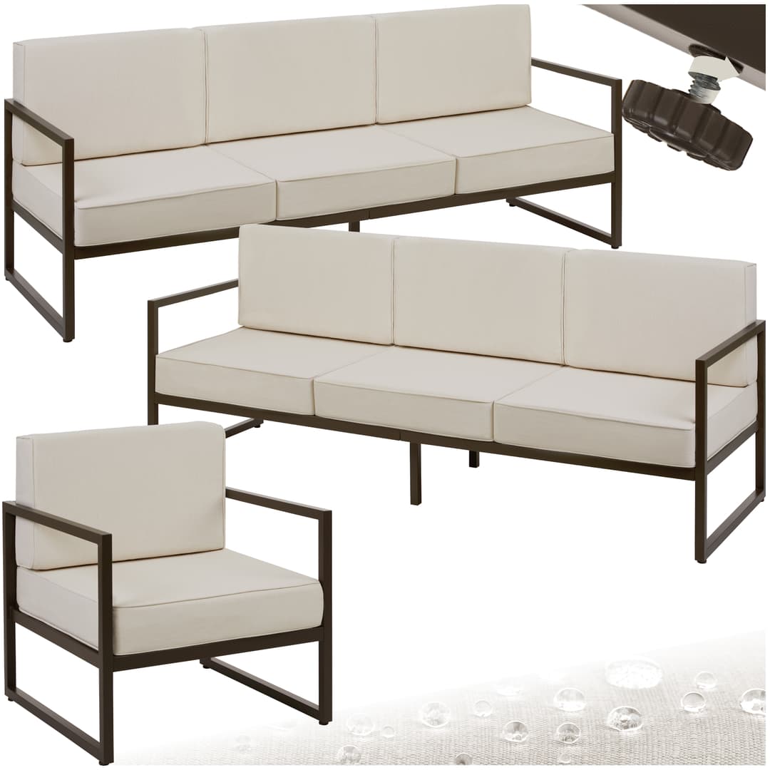 Garten-Loungeset Comosa für 7 Personen, XXL-Polsterung - braun/beige