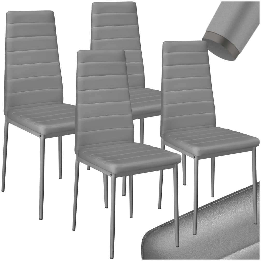 Esszimmerstühle Kunstleder - grau, 4er Set
