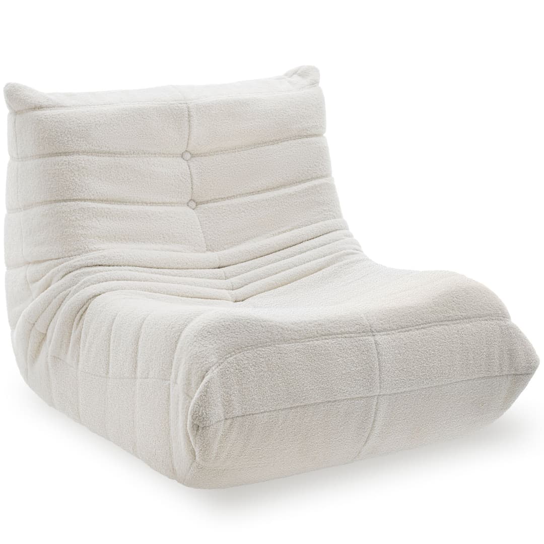 Relaxsessel Logo, rutschfest, formstabil, Premiumschaumstoff - Bouclé creme
