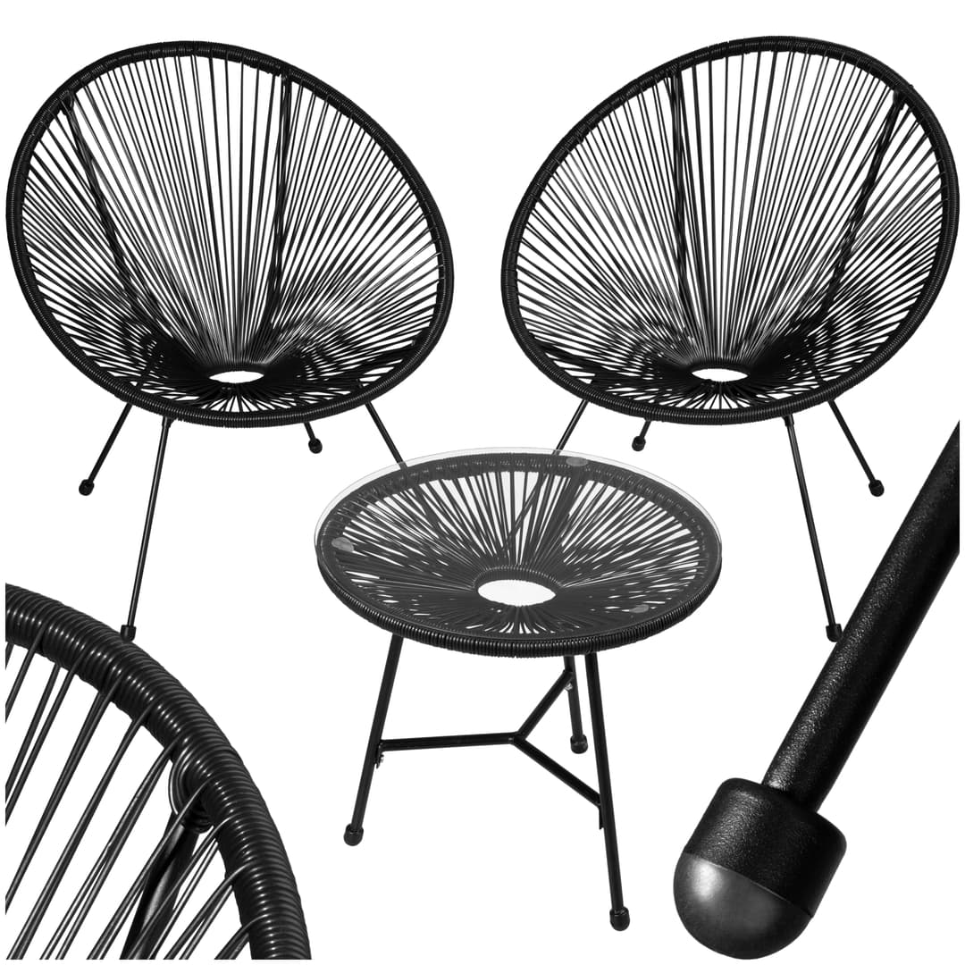 2 Gartenstühle Santana mit Tisch - schwarz