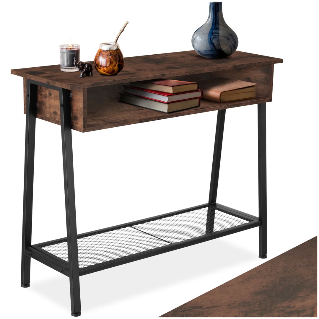 Konsolentisch Tralee 100x35x80,5cm - Industrial Holz dunkel, rustikal