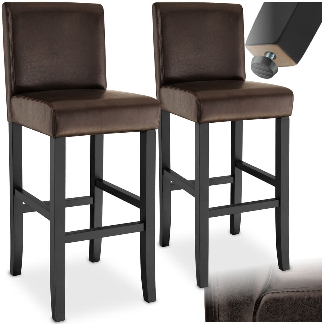 Barhocker aus Kunstleder - braun, 2er Set