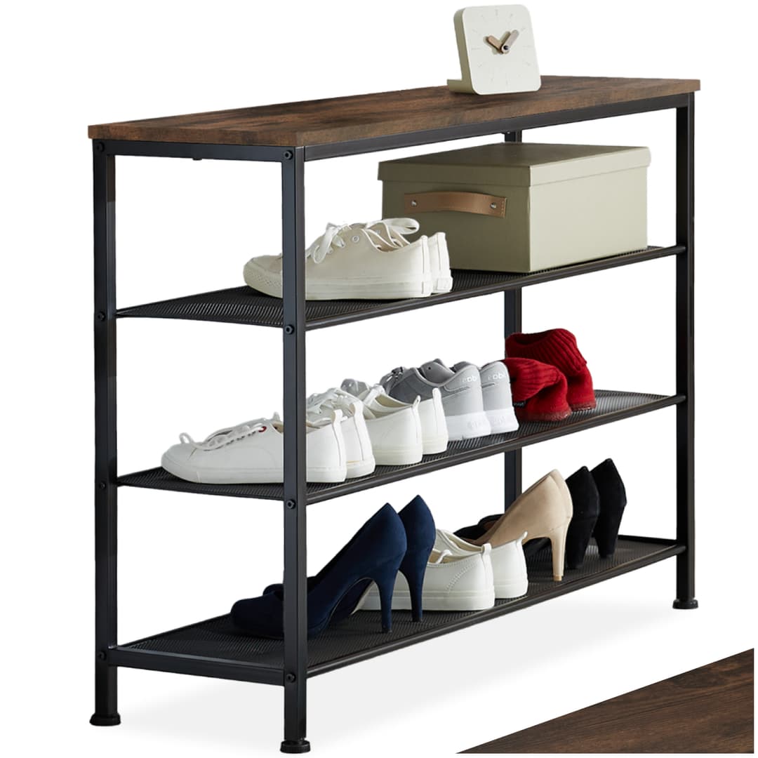 Schuhregal Portsmouth 100x30,5x72,5cm - Industrial Holz dunkel, rustikal