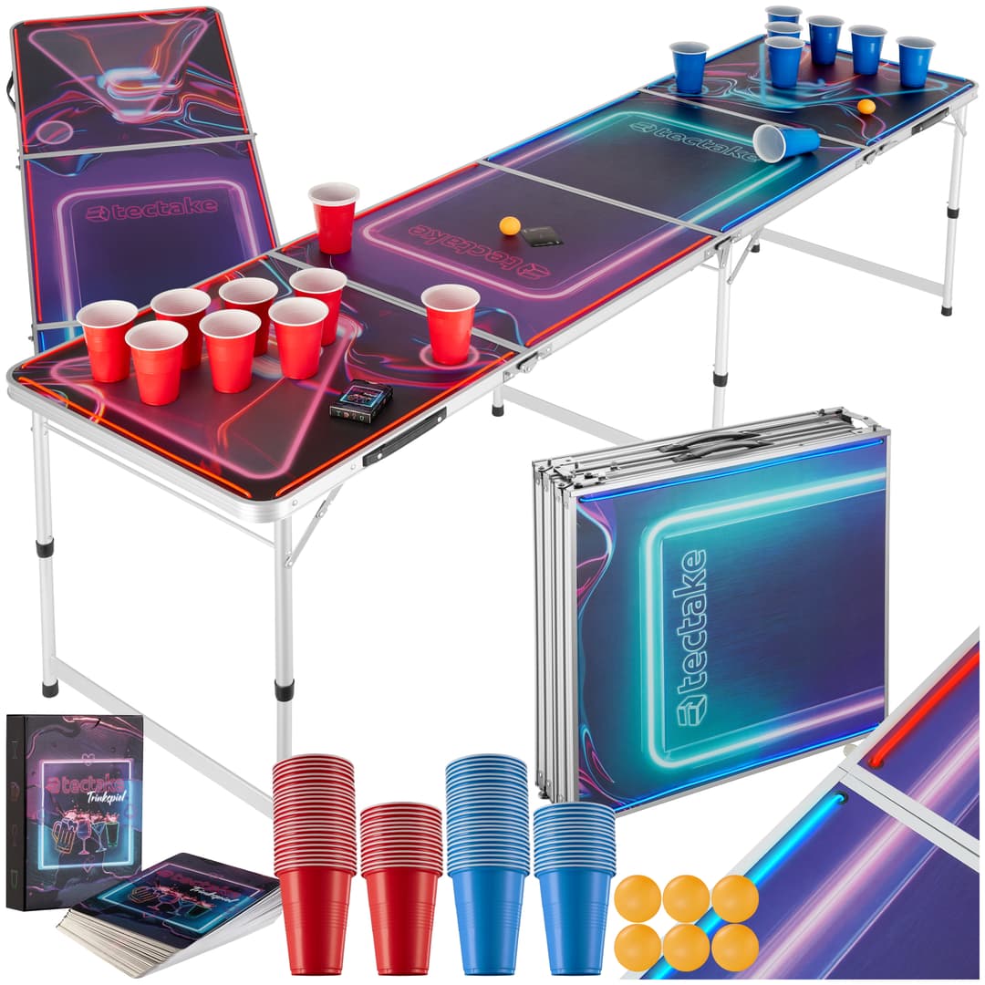 Aluminium Bierpongtisch BeerWars I mit LED-Beleuchtung - bunt