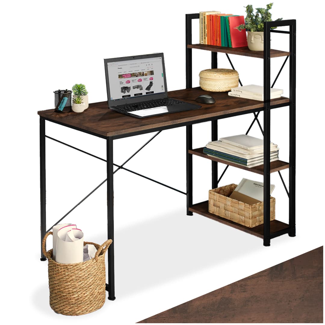 Computer-Schreibtisch Hershey 122x61x120cm - Industrial Holz dunkel, rustikal