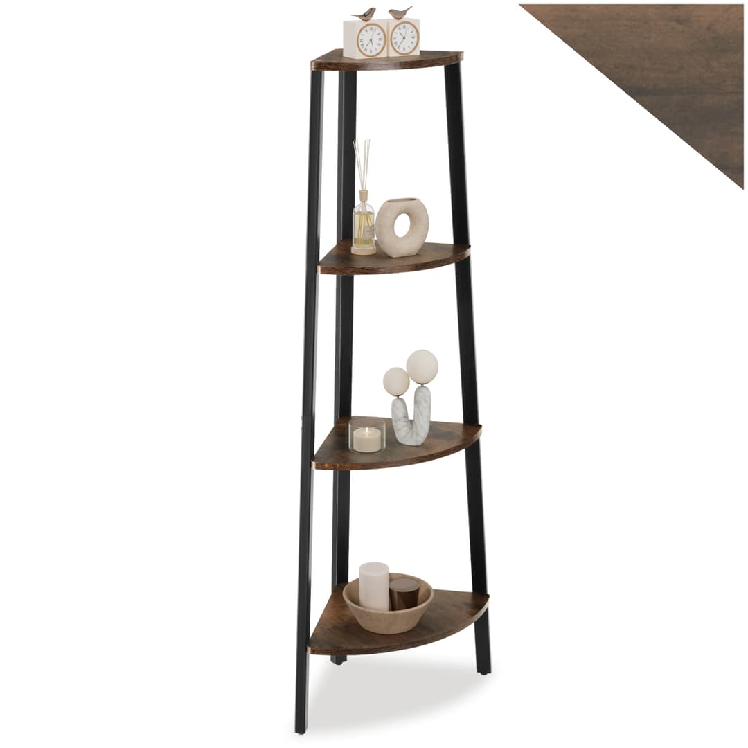 Eckregal Newbridge 34x34x125cm - Industrial Holz dunkel, rustikal