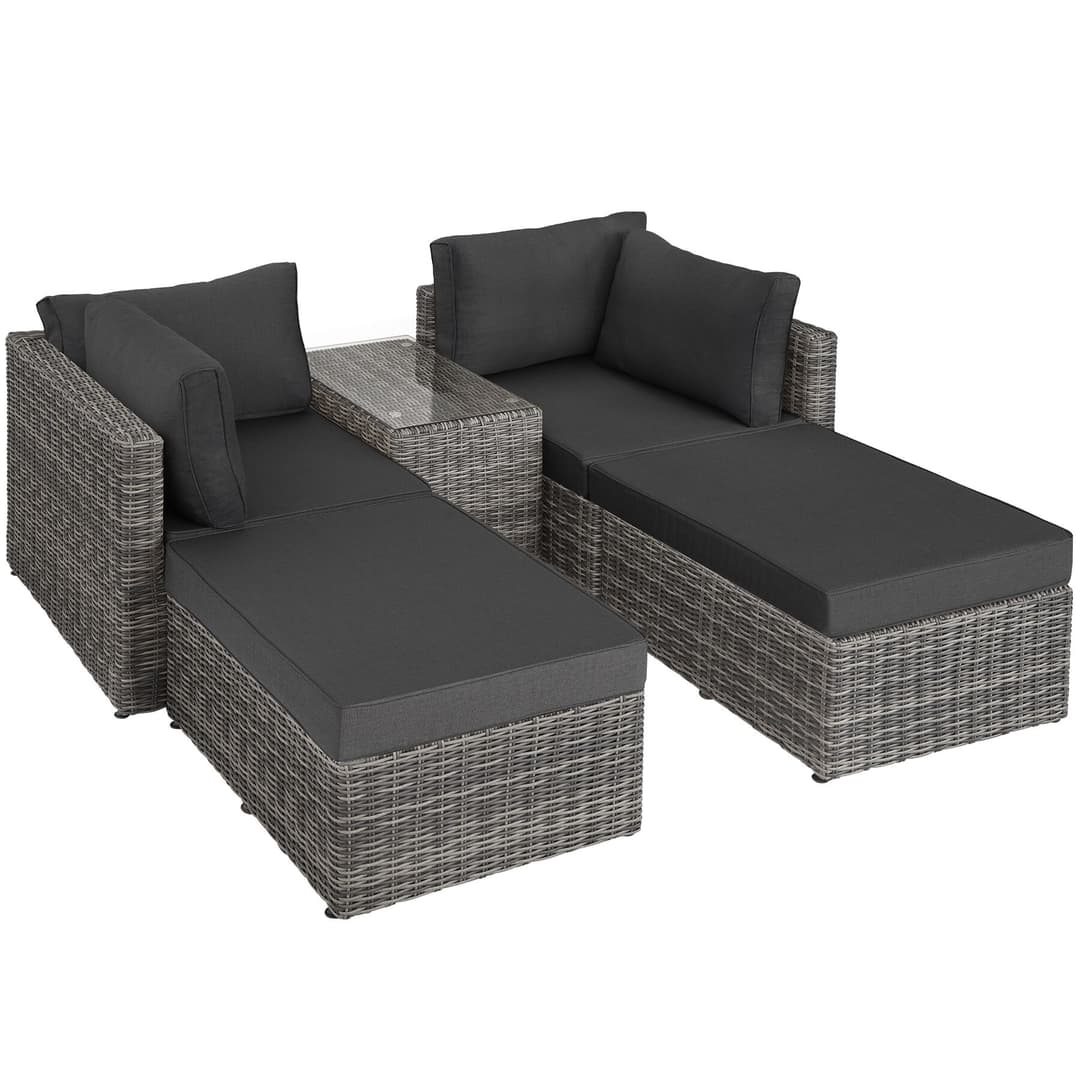 Rattan Lounge mit Aluminiumgestell San Domino - hellgrau/dunkelgrau