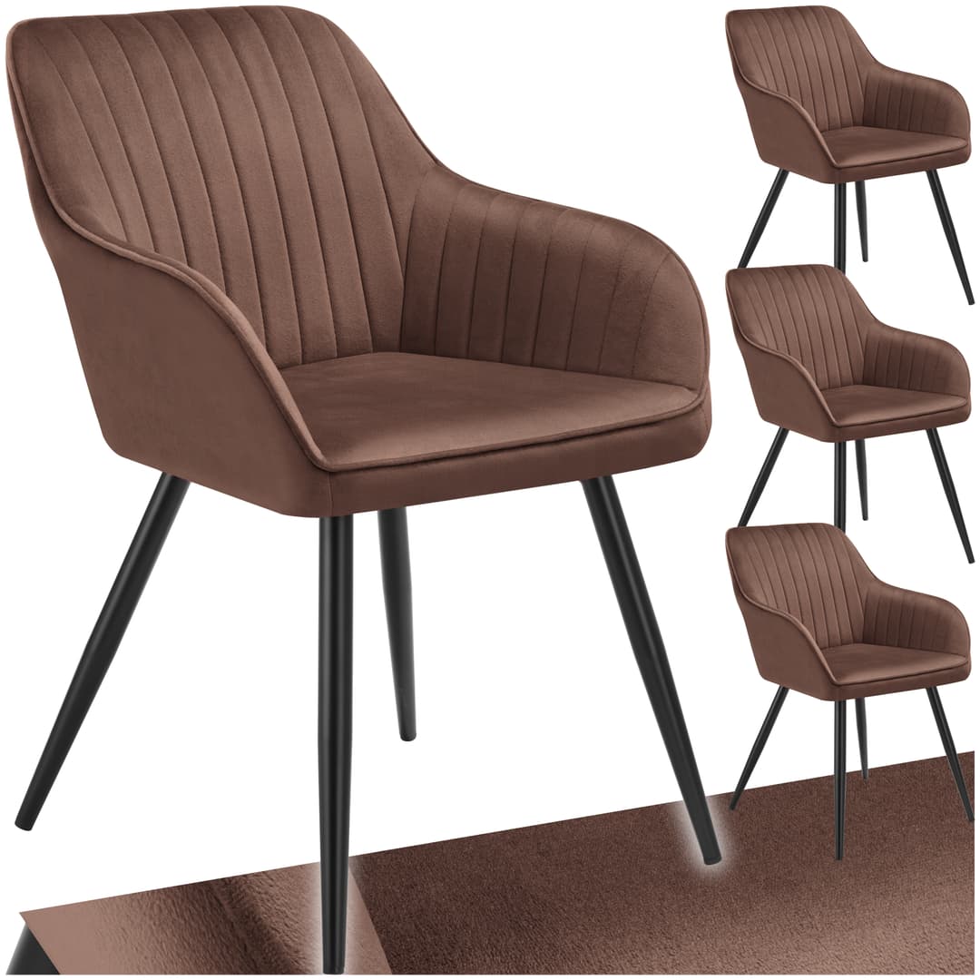 Stuhl Marilyn, Samtoptik, gesteppt - braun/schwarz, 4er Set