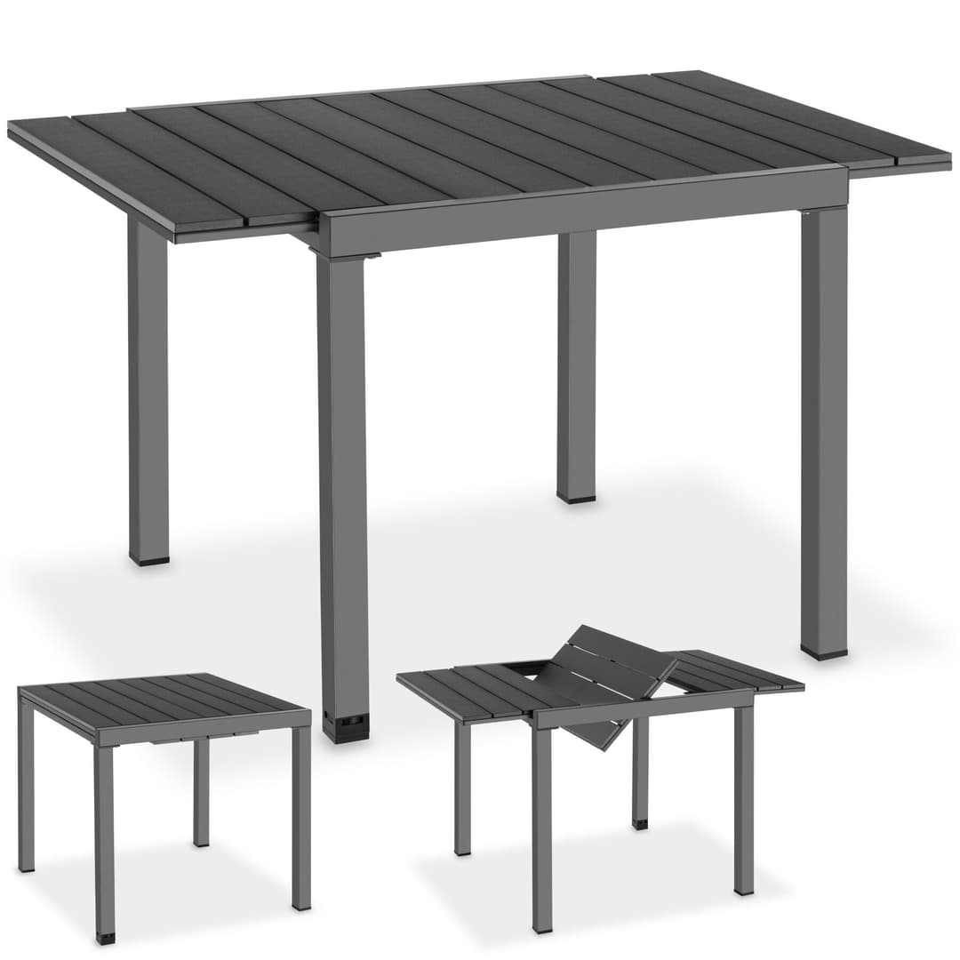 Gartentisch Inca Aluminium, ausziehbar, Holzoptik - schwarz