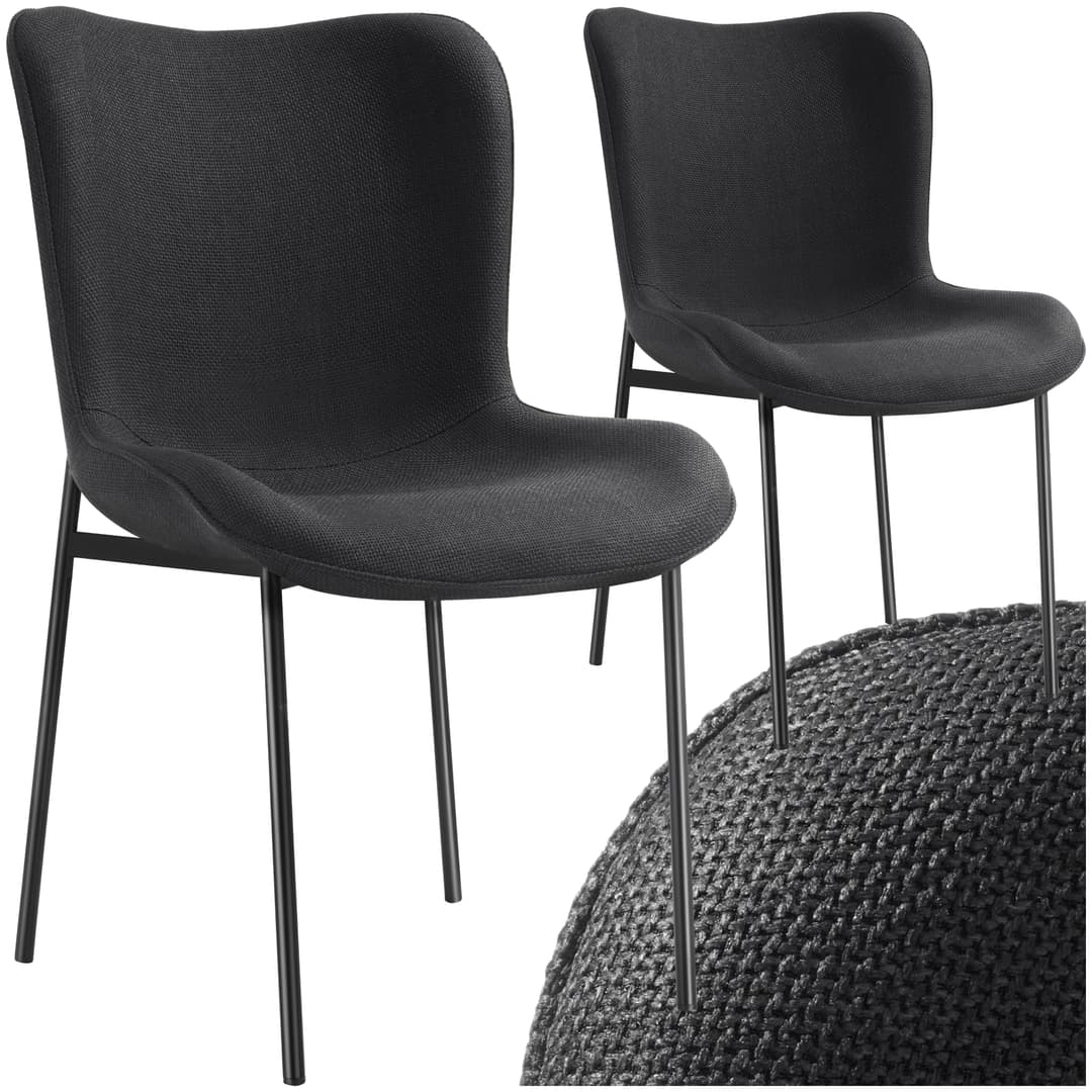 Polsterstuhl Tessa - Webstoff schwarz/schwarz, 2er Set