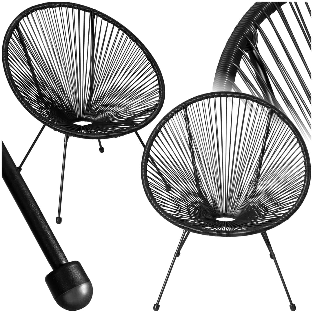 2 Gartenstühle Santana Retro im Acapulco-Stil - schwarz