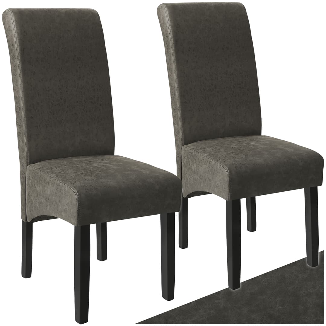 Esszimmerstuhl, ergonomisch, massives Hartholz - grau marmoriert, 2er Set