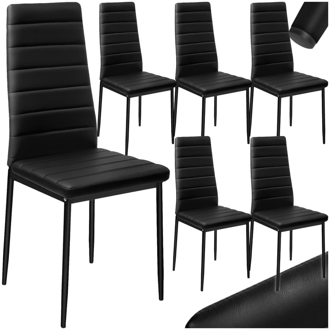 Esszimmerstühle Kunstleder - schwarz, 6er Set