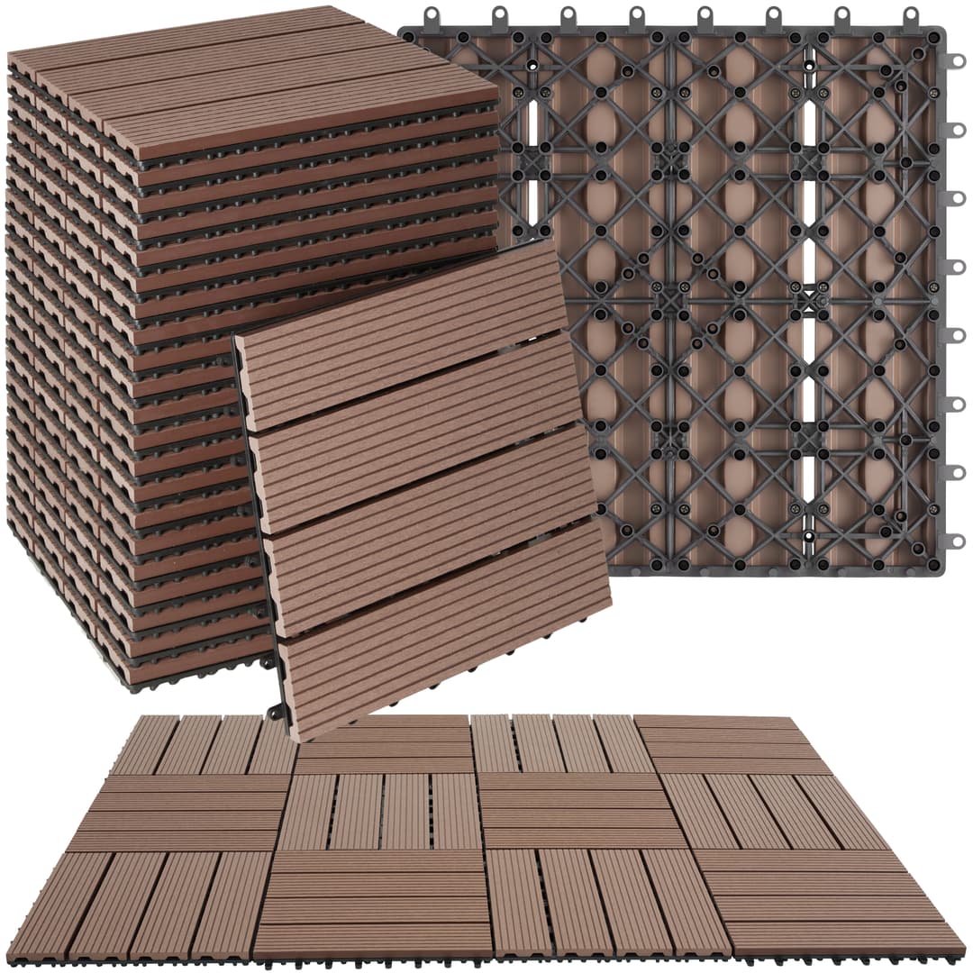 Set Terrassenfliesen Tegulas, WPC in Holzoptik - braun, 22er Set