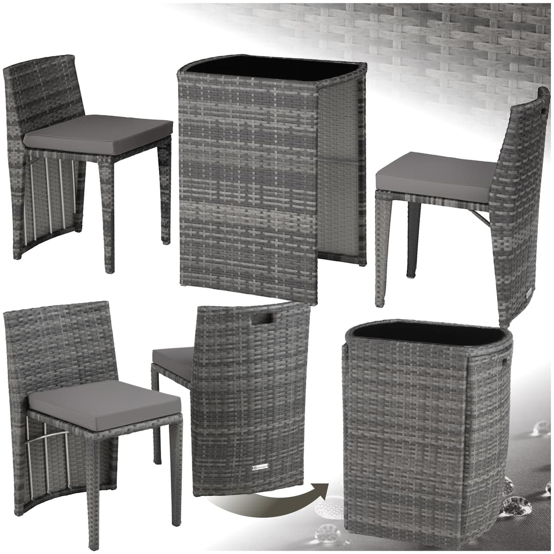 Aluminium Rattanset Bistro Hamburg - grau
