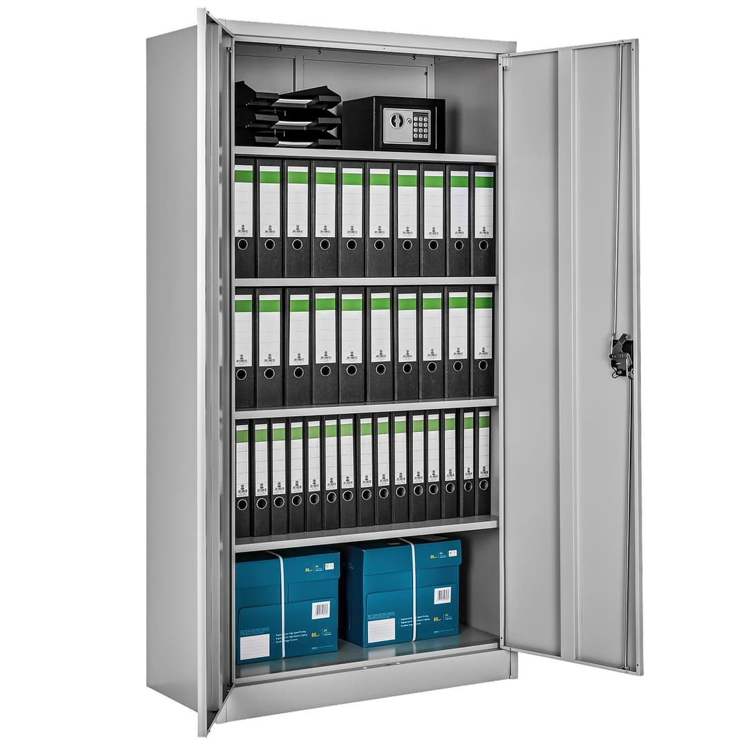 Aktenschrank Blain mit 5 Böden 40x80x180cm - grau