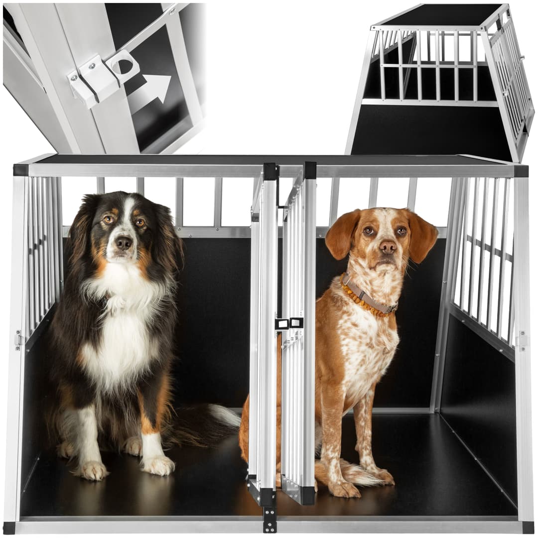 Hundetransportbox doppel mit schräger Rückwand - ohne Trennwand