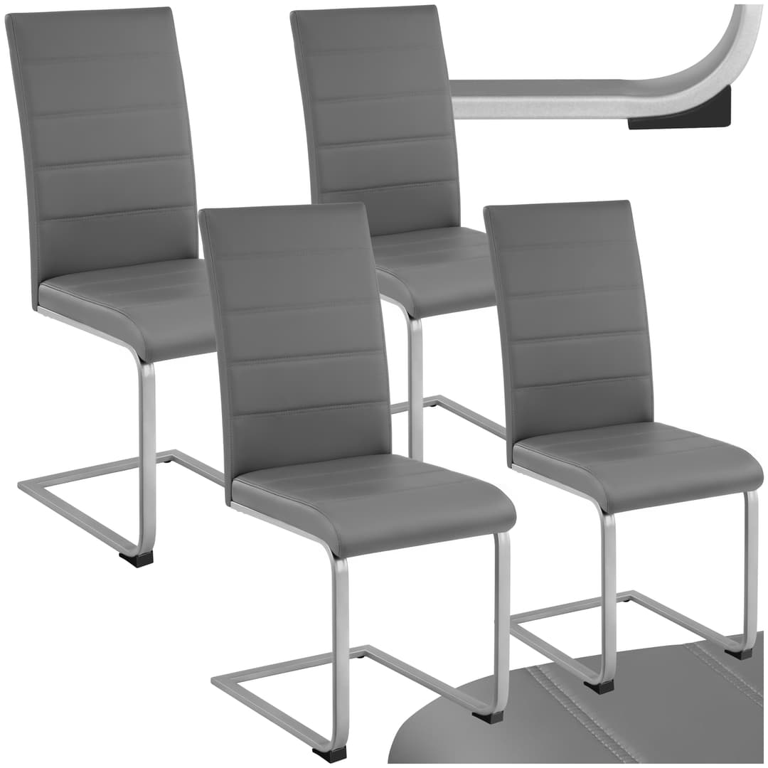Schwingstühle, Kunstleder - grau, 4er Set