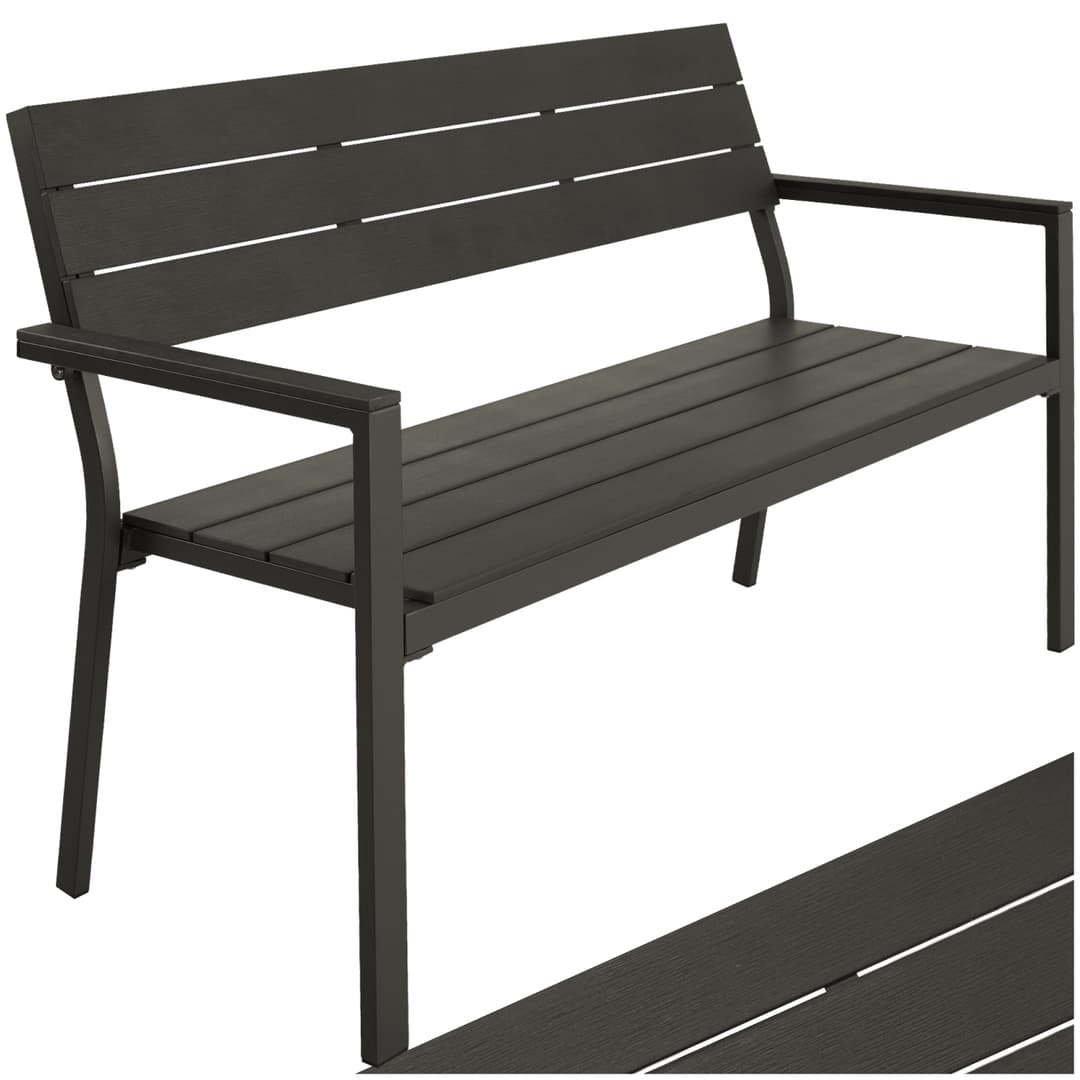 Gartenbank Line 2-Sitzer mit Aluminiumrahmen 128x59x88cm - dunkelgrau