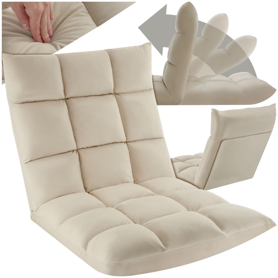 Relaxsessel Snooze, 2 in 1, Samt, 14-fach verstellbar - beige