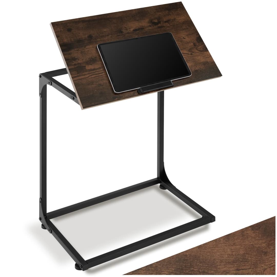 Beistelltisch mit neigbarer Platte Ruston 55x35x66,5cm - Industrial Holz dunkel, rustikal