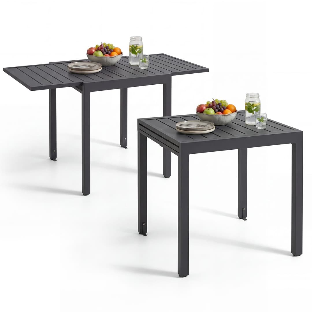Aluminium-Gartentisch Campos, ausziehbar, höhenverstellbar - dunkelgrau