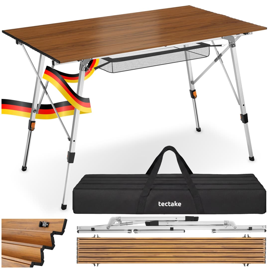 Aluminium Klapptisch Bastian höhenverstellbar - Holzoptik