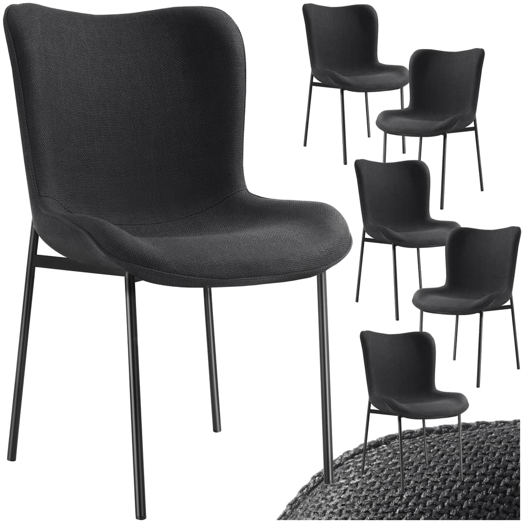 Polsterstuhl Tessa - Webstoff schwarz/schwarz, 6er Set
