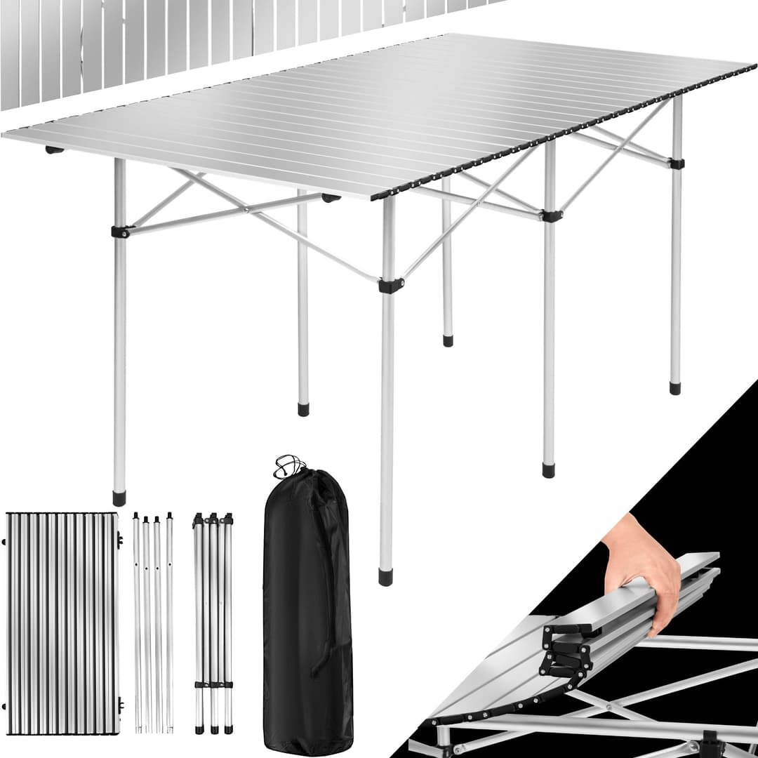 Camping Klapptisch aus Aluminium inkl. Tasche 140x70x70cm - grau