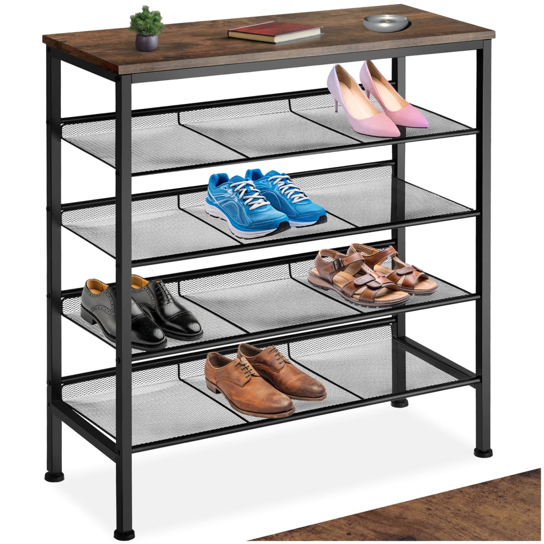 Schuhregal Bournemouth 75,5x30,5x85,5cm - Industrial Holz dunkel, rustikal