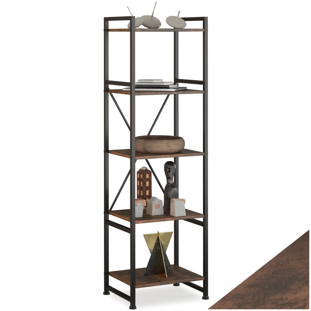 Regal Manchester 47,5x34,5x151,5cm - Industrial Holz dunkel, rustikal