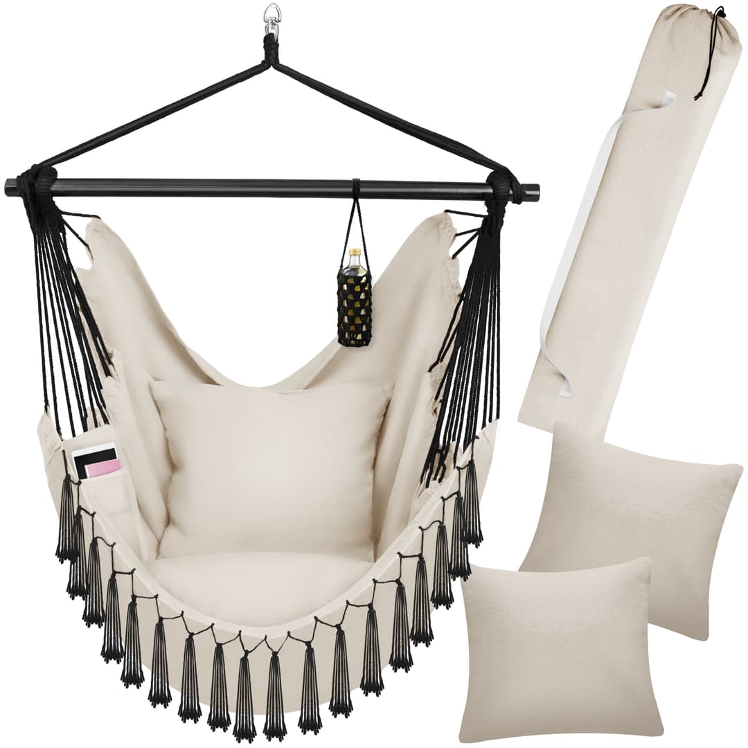 Hängesessel Malika, Boho-Style, Belastbarkeit 150kg - beige