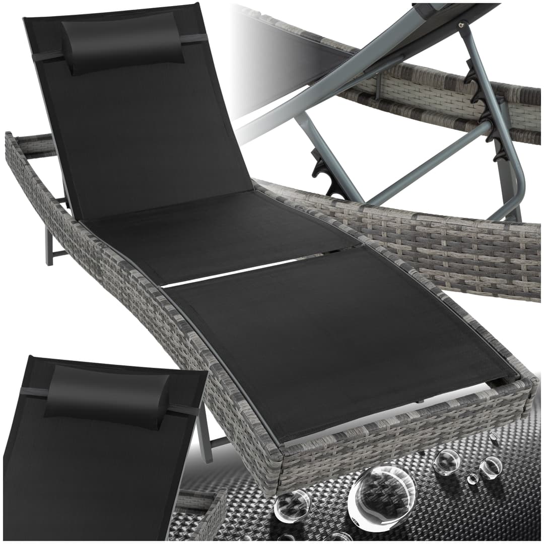Rattan Sonnenliege Moana - grau-meliert