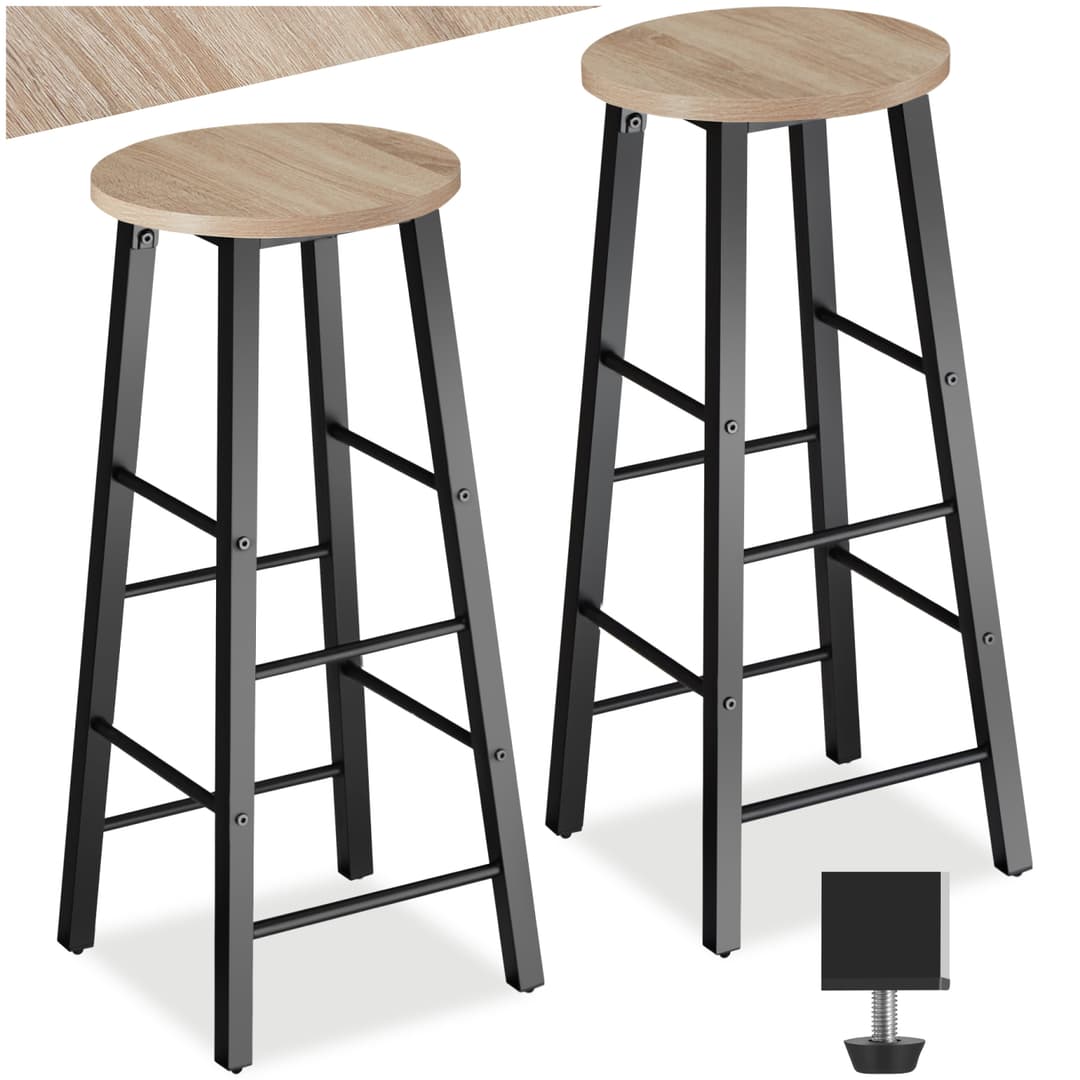 Barhocker Keynes - Industrial Holz hell, Eiche Sonoma