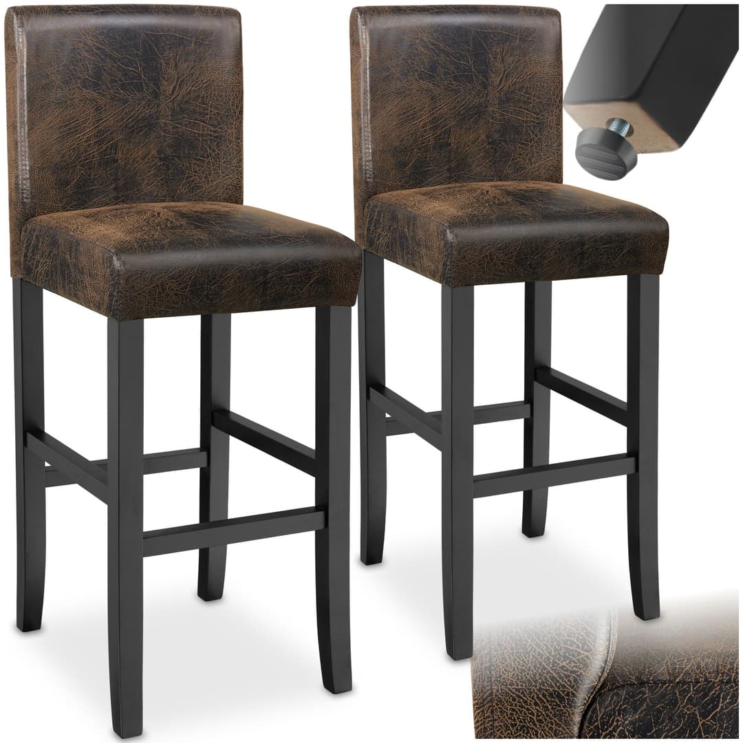 Barhocker aus Kunstleder - antikbraun, 2er Set
