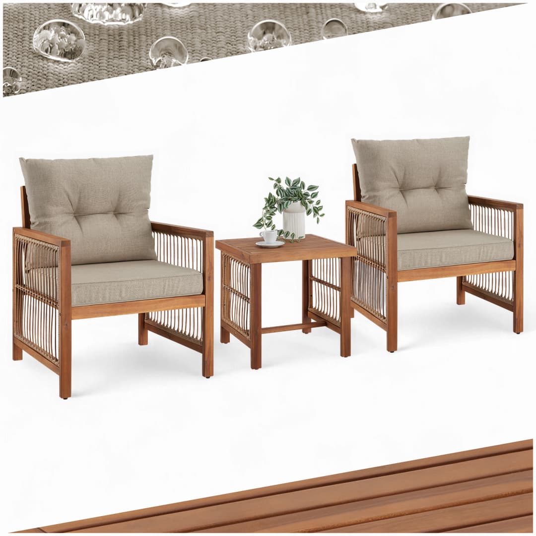 Lounge-Set Eivissa im Rope-Design mit XXL-Polsterung - natur