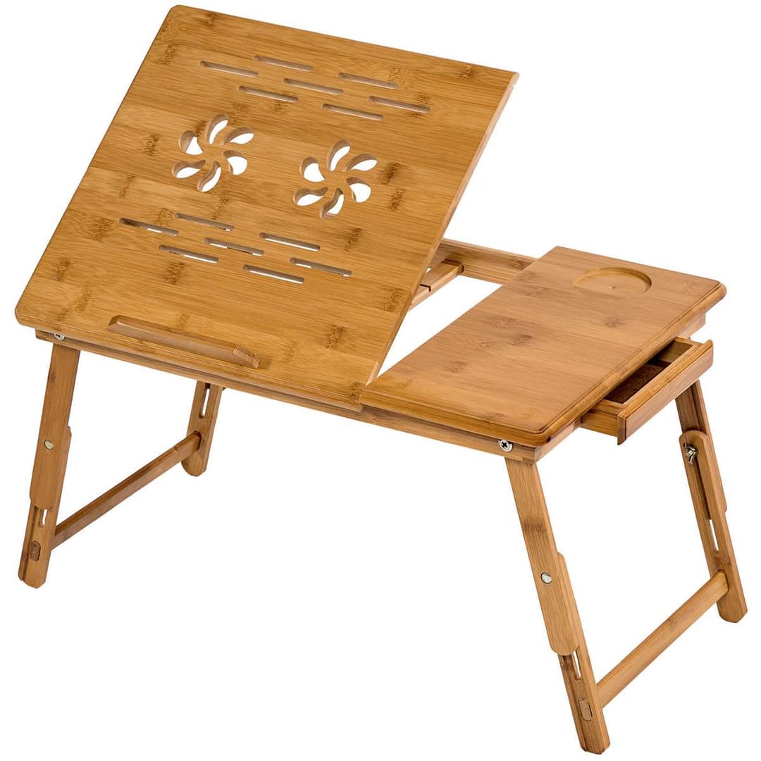 Laptoptisch aus Holz, höhenverstellbar, 55x35x26cm - braun
