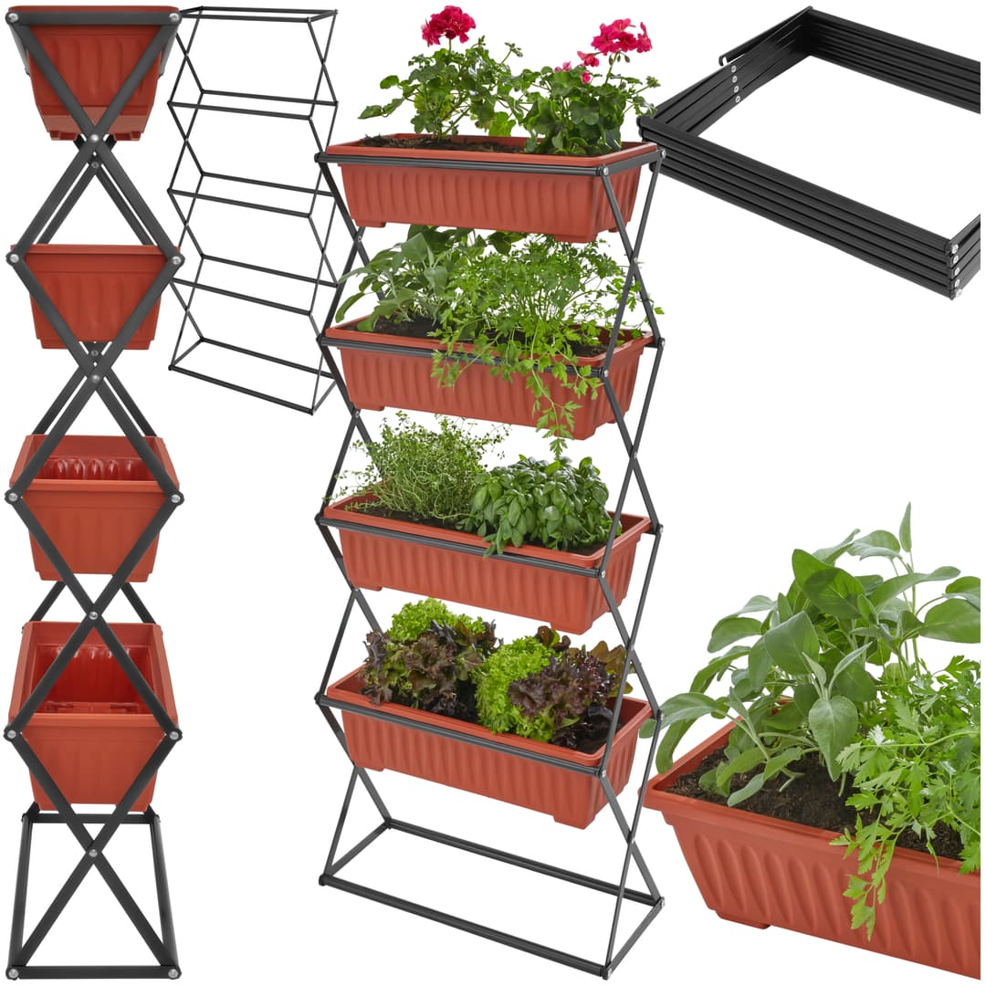 Vertikalbeet mit 4 Kästen 52x21x127cm - braun