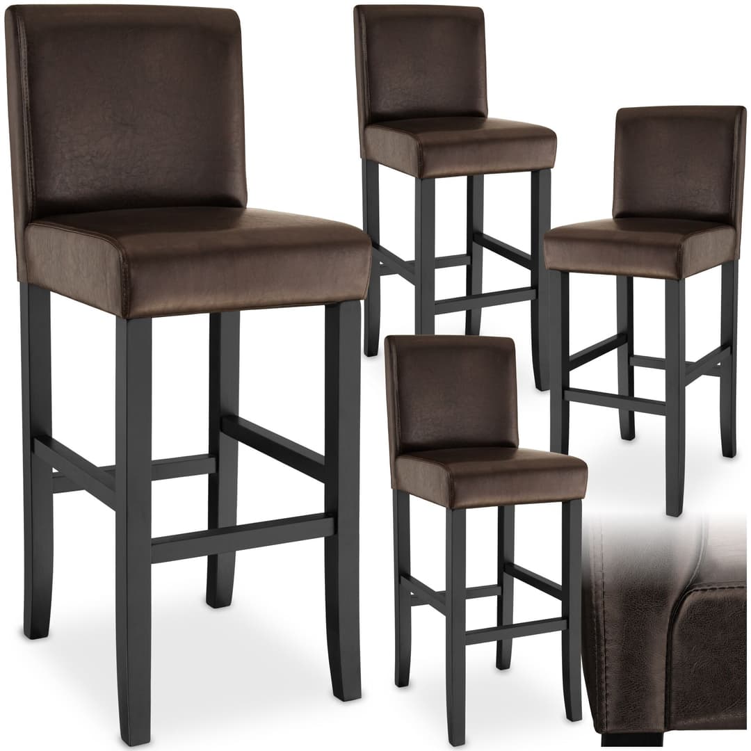 Barhocker aus Kunstleder - braun, 4er Set