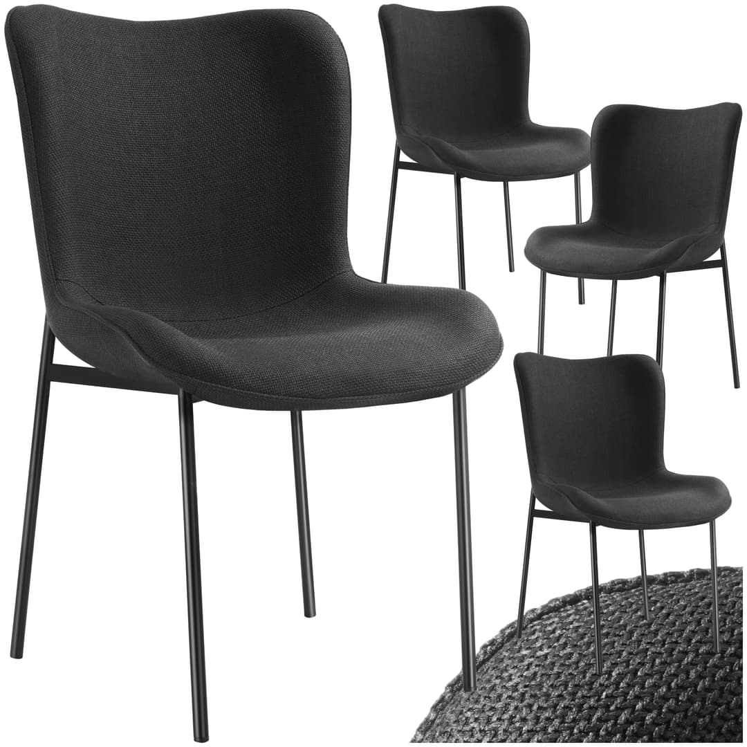 Polsterstuhl Tessa - Webstoff schwarz/schwarz, 4er Set