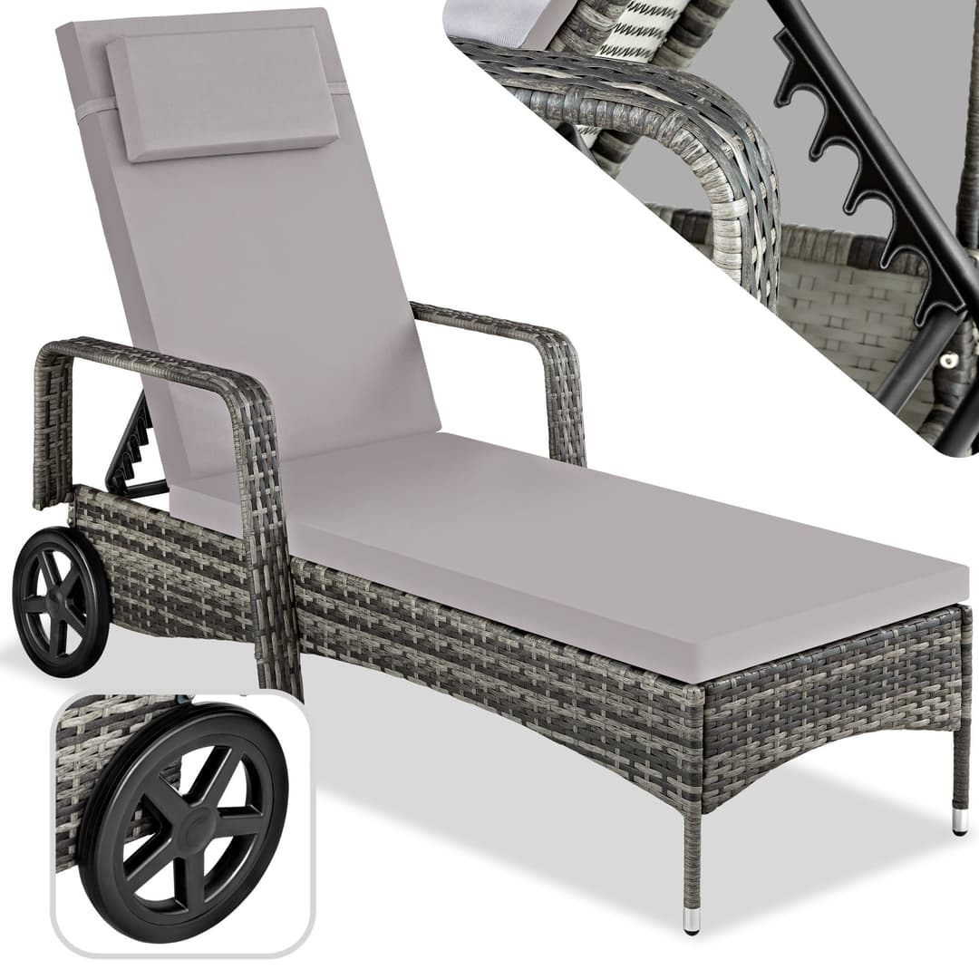 Aluminium Rattan Sonnenliege Cassis - grau