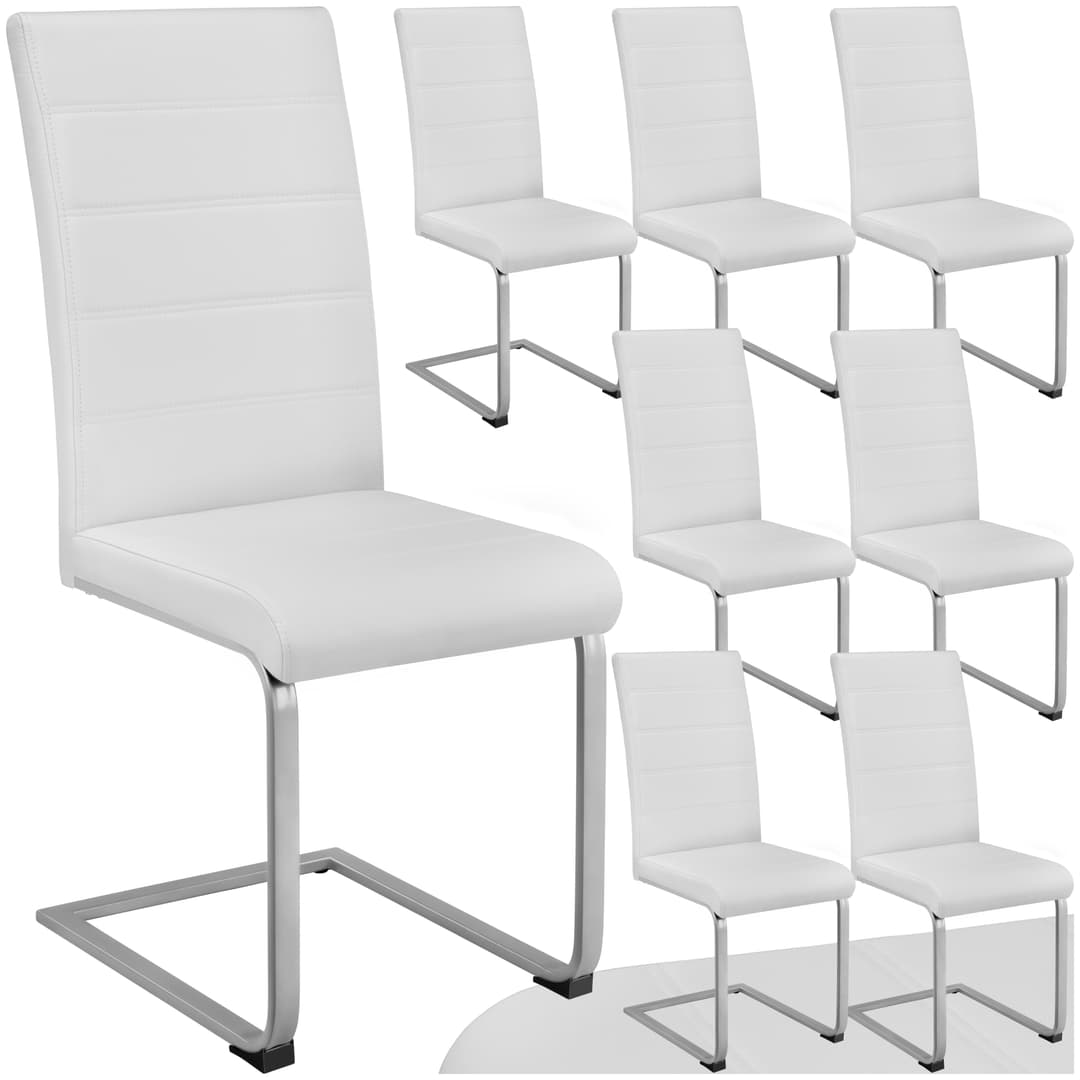 Schwingstühle, Kunstleder - weiß, 8er Set