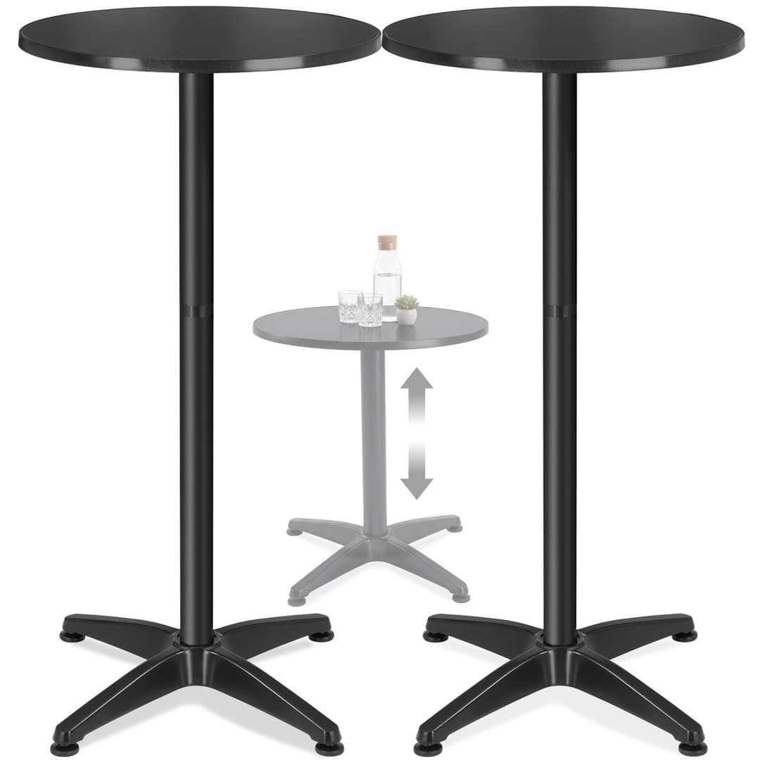 Aluminium-Bistrotisch Frederic Ø 60 cm, höhenverstellbar - schwarz