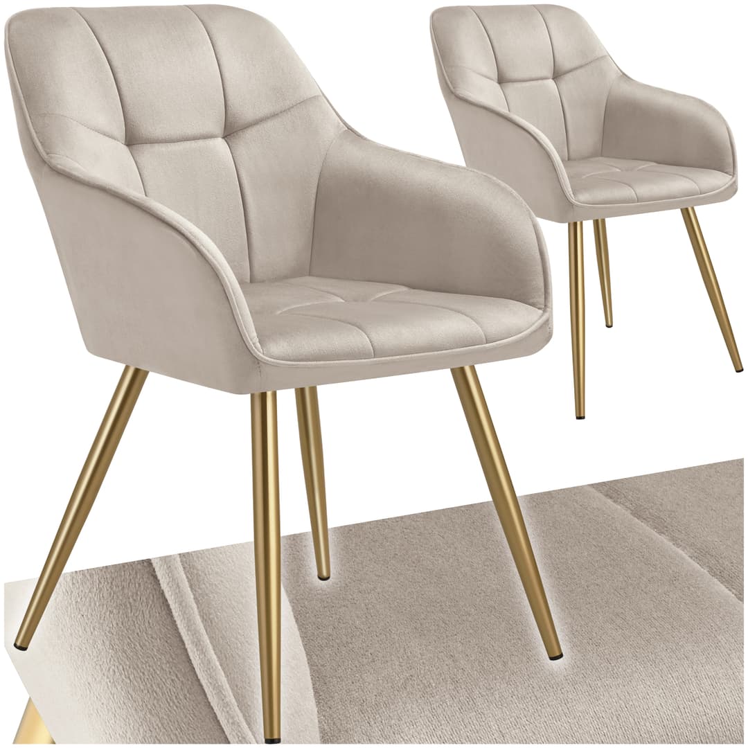 Stuhl Marilyn, Samtoptik, gesteppt - taupe/gold, 2er Set