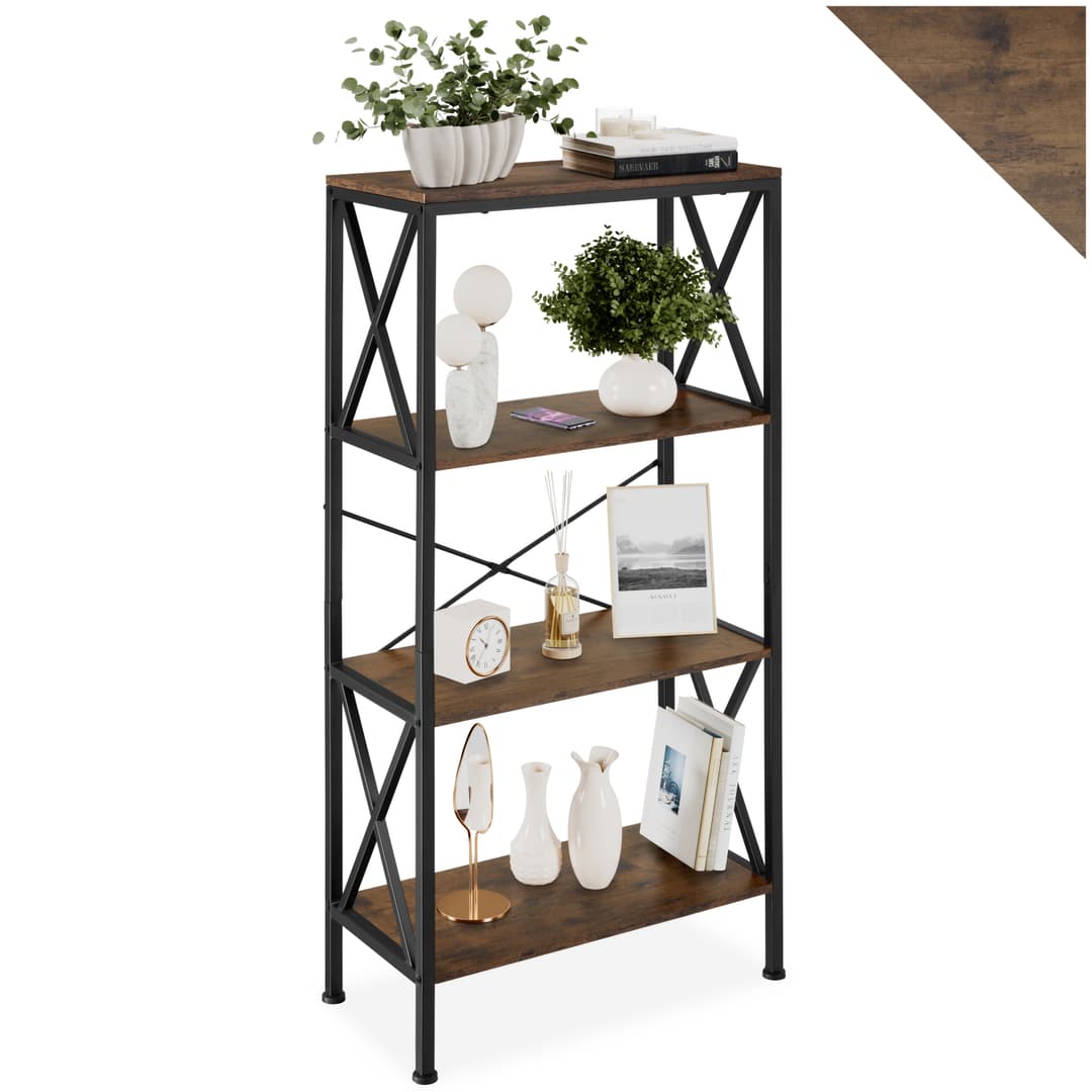 Regal Barry 61,5x31,5x133,5cm - Industrial Holz dunkel, rustikal