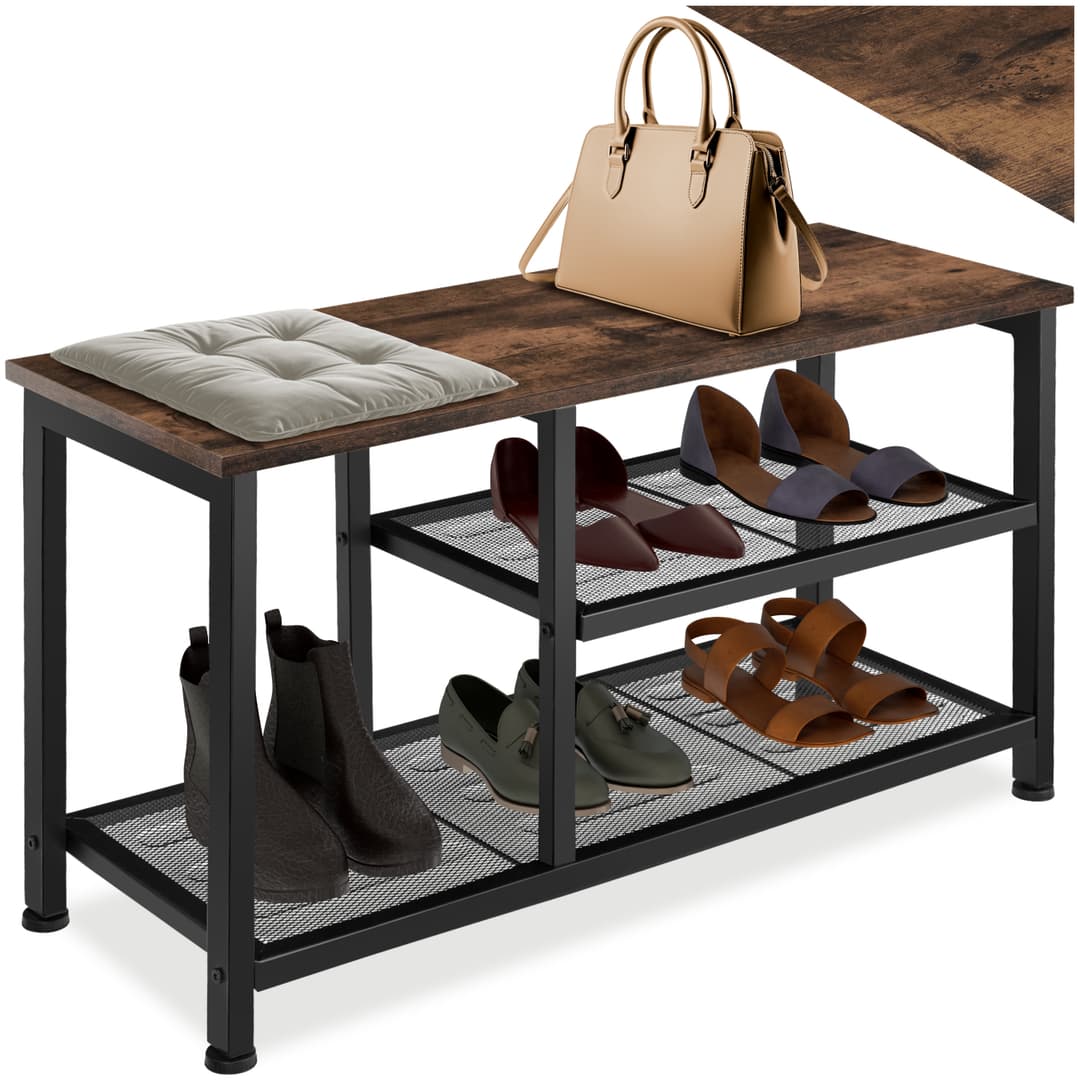 Schuhregal Taunton 80x30x45,5cm - Industrial Holz dunkel, rustikal